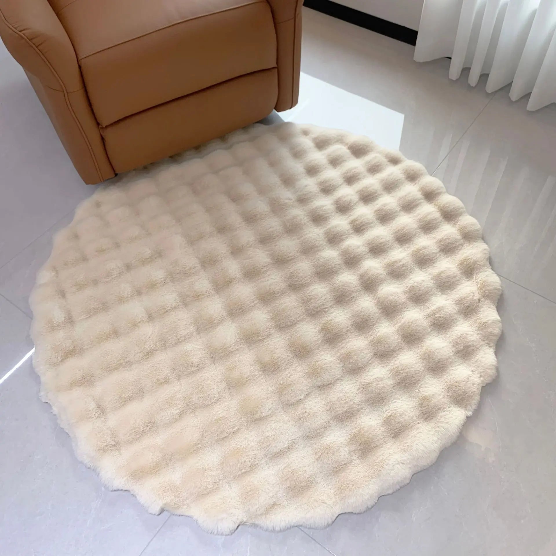 Rabbit Hair Bubble Velvet Carpet Round Soft Fluffy Plush Imitation Fur Rug Kids Bedroom Cushion Coffee Table Foot Mat Home Decor